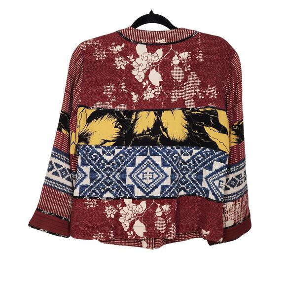 John Mark Kimono Floral Lagenlook Boho V-Neck 3/4 Sleeve Cardigan Top Women's S - Picture 9 of 9